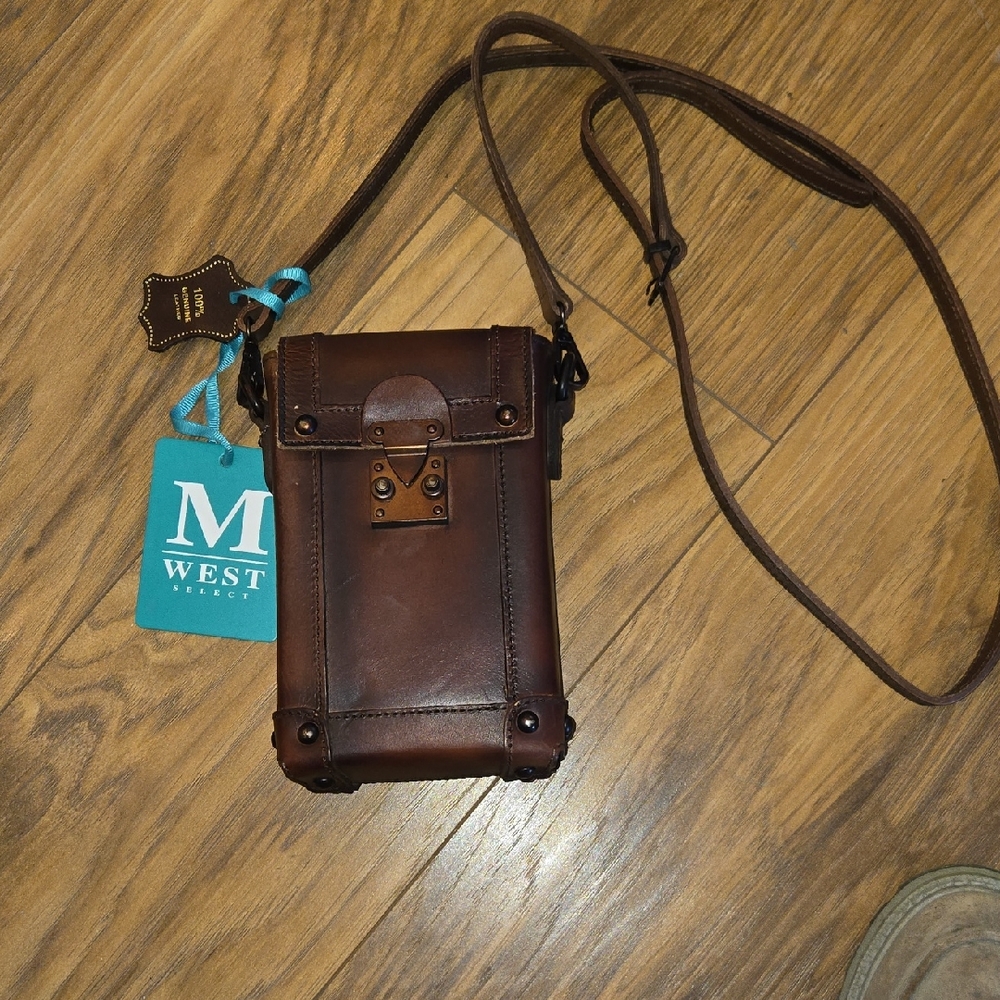 Montana West Dark Brown Leather Messenger Bag